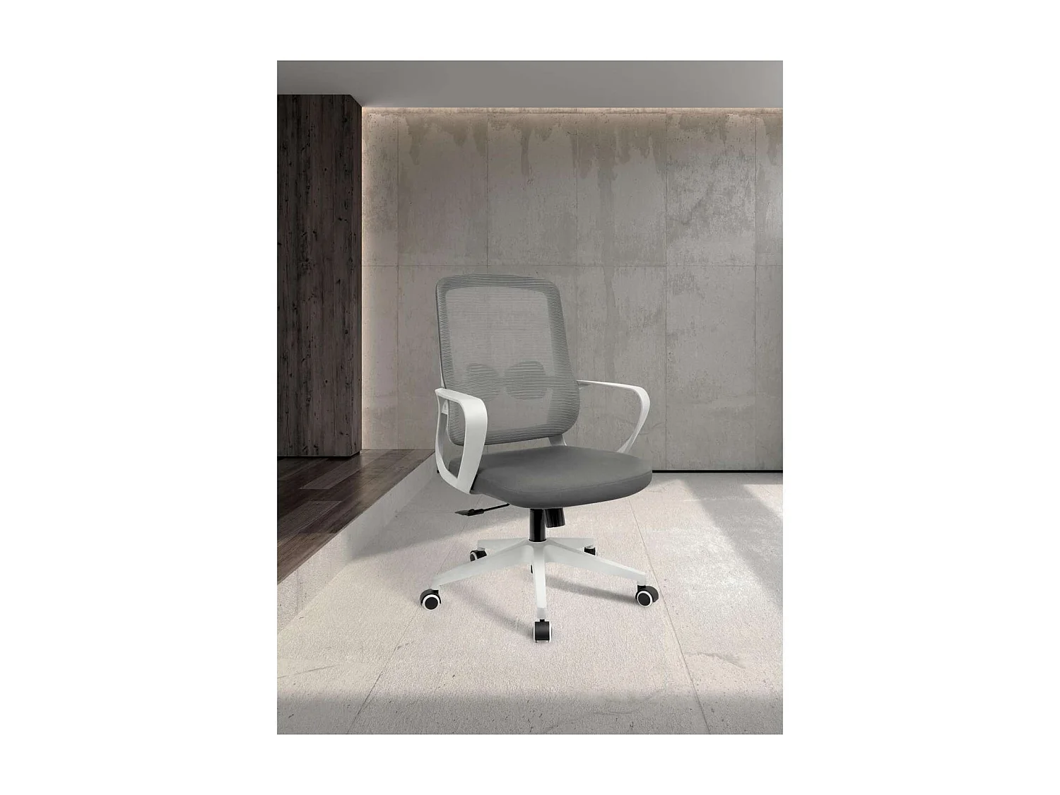 Silla despacho giratoria elevable acabado gris/blanco, 66m(ancho) 97/105cm(altura) 61cm(fo
