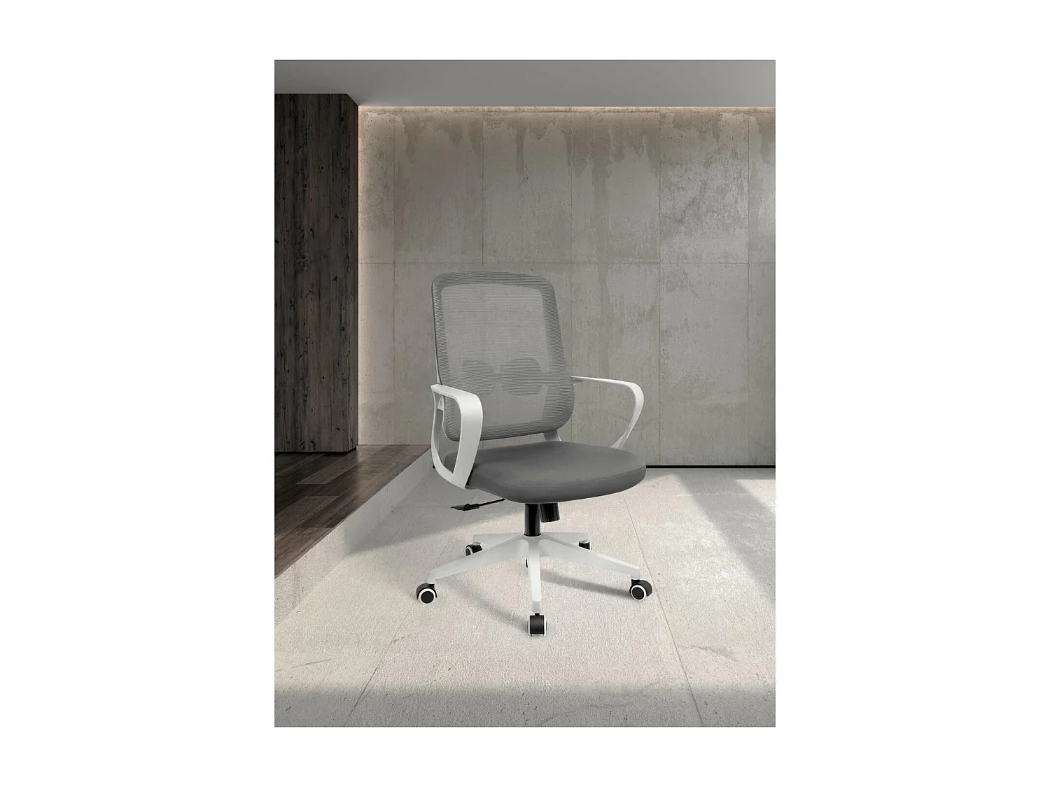 Silla despacho giratoria elevable acabado gris/blanco, 66m(ancho) 97/105cm(altura) 61cm(fo