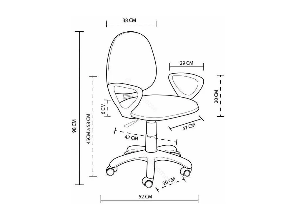 Silla de escritorio giratoria Dolphin en color azul 79-91 cm(alto)54 cm(ancho)54 cm(fondo)