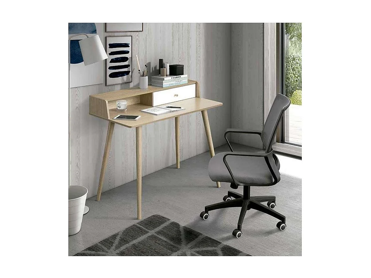 Silla despacho de diseño moderno, giratoria, elevable acabado gris, 113-123 cm(alto)60 cm