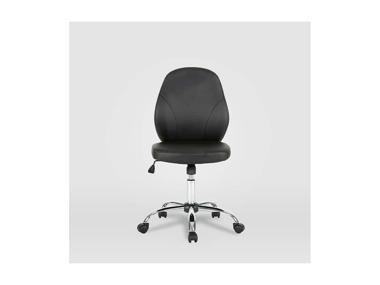 Silla de oficina Estela en piel sintética negra. Alto: 90.5-100.5cm Ancho: 45, Fondo: 56.