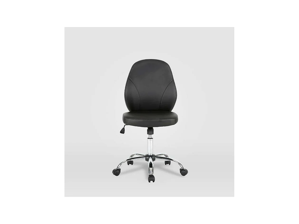 Silla de oficina Estela en piel sintética negra. Alto: 90.5-100.5cm Ancho: 45, Fondo: 56.