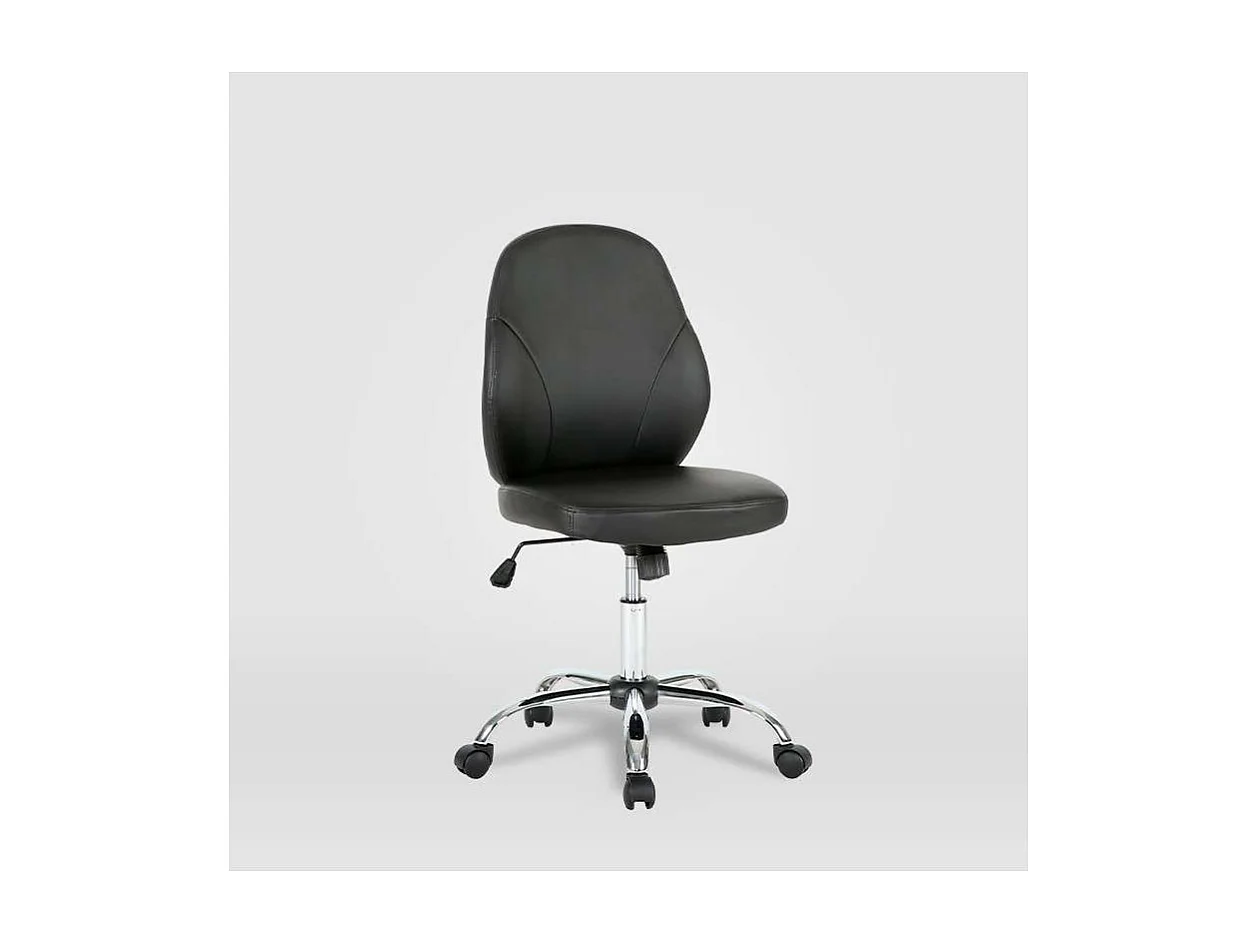 Silla de oficina Estela en piel sintética negra. Alto: 90.5-100.5cm Ancho: 45, Fondo: 56.