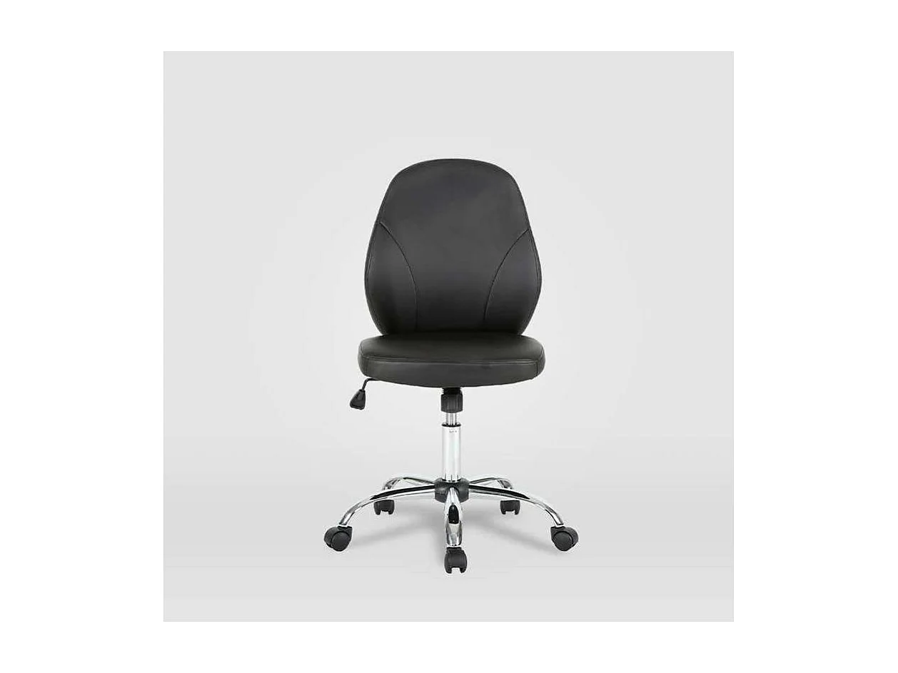 Silla de oficina Estela en piel sintética negra. Alto: 90.5-100.5cm Ancho: 45, Fondo: 56.