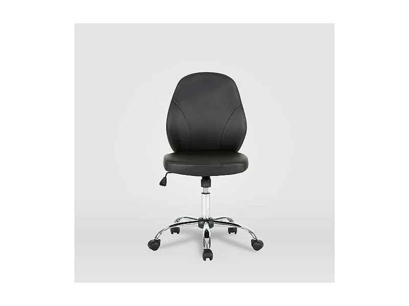 Silla de oficina Estela en piel sintética negra. Alto: 90.5-100.5cm Ancho: 45, Fondo: 56.