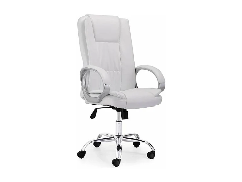 Sillón giratorio Atlas en símil piel blanco, 114-122 cm(alto)64 cm(ancho)68 cm(largo)