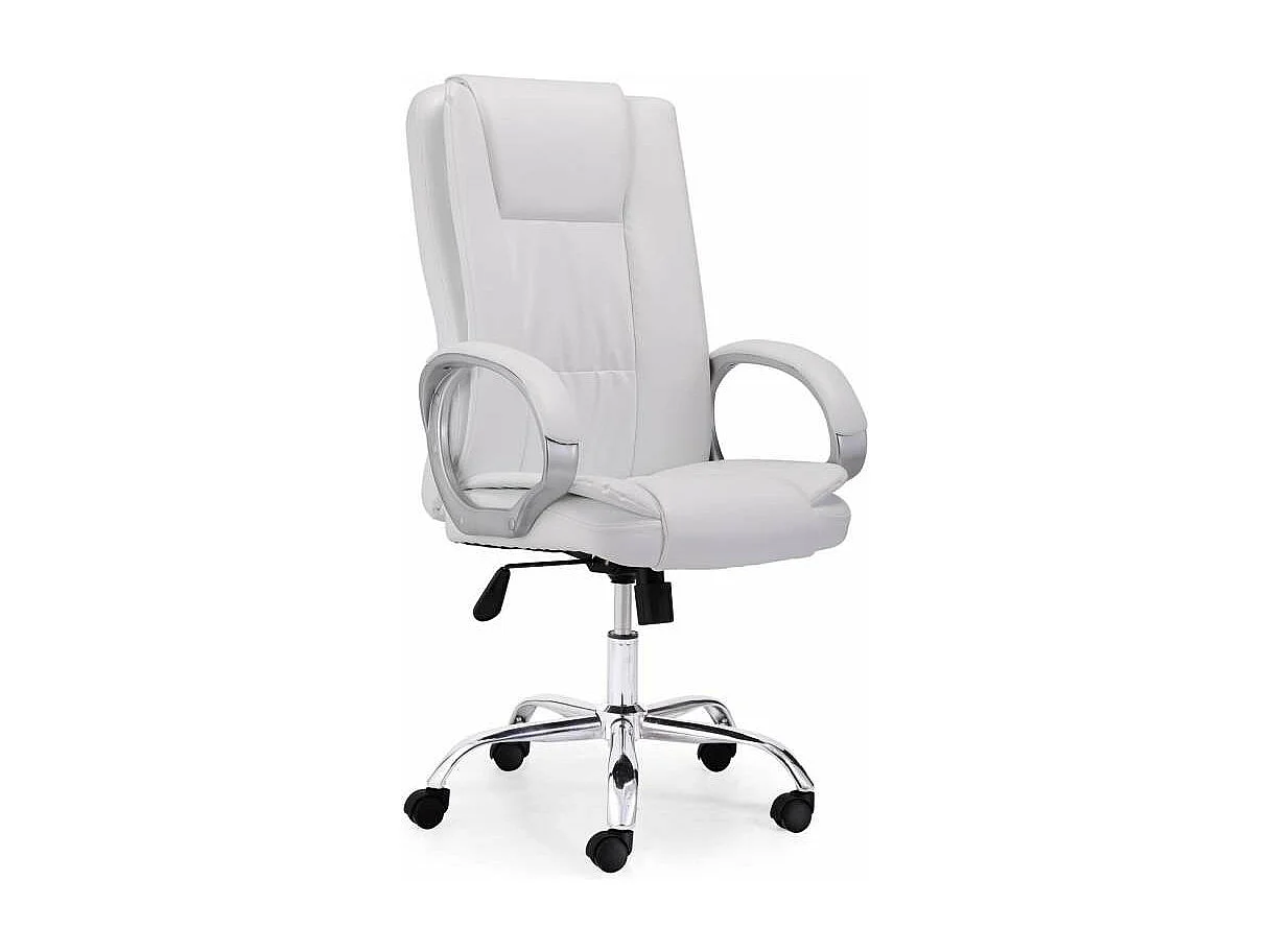 Sillón giratorio Atlas en símil piel blanco, 114-122 cm(alto)64 cm(ancho)68 cm(largo)