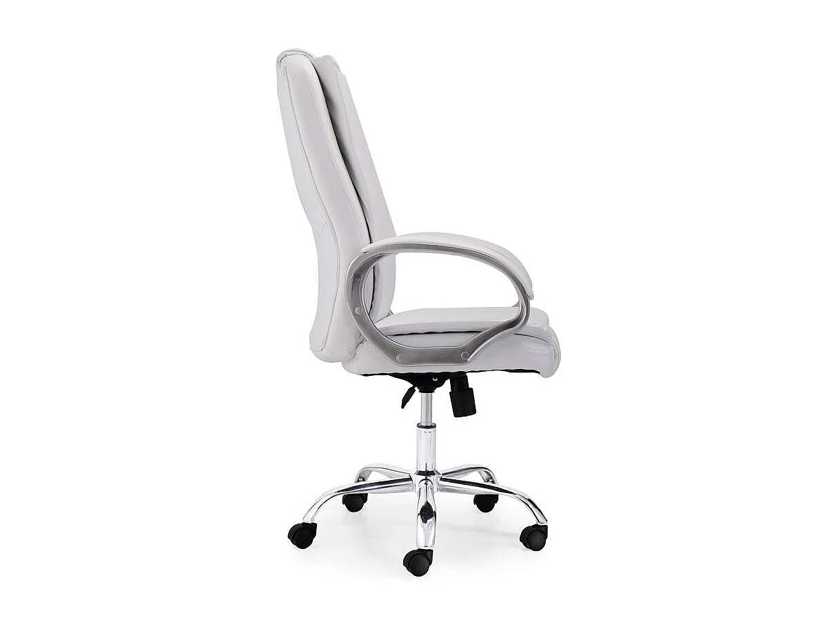 Sillón giratorio Atlas en símil piel blanco, 114-122 cm(alto)64 cm(ancho)68 cm(largo)