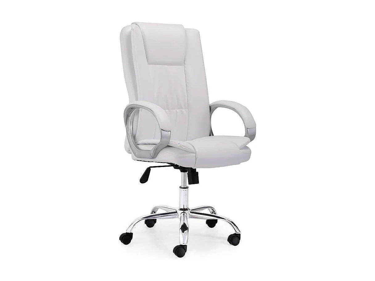 Sillón giratorio Atlas en símil piel blanco, 114-122 cm(alto)64 cm(ancho)68 cm(largo)