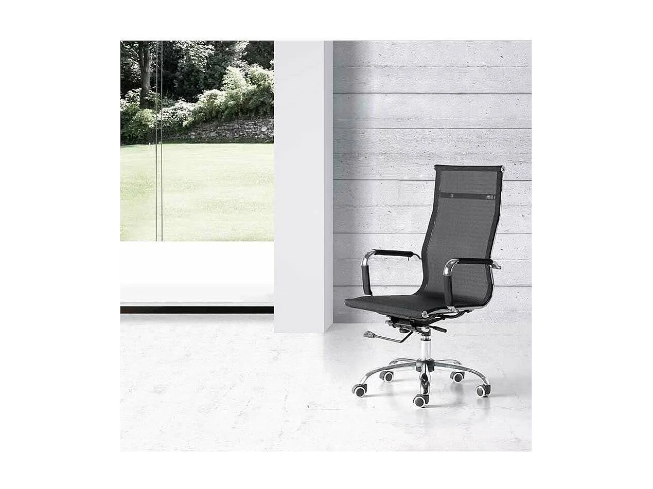 Silla despacho giratoria elevable acabado negro, 60 cm(ancho) 108-115 cm(altura) 66cm(fond