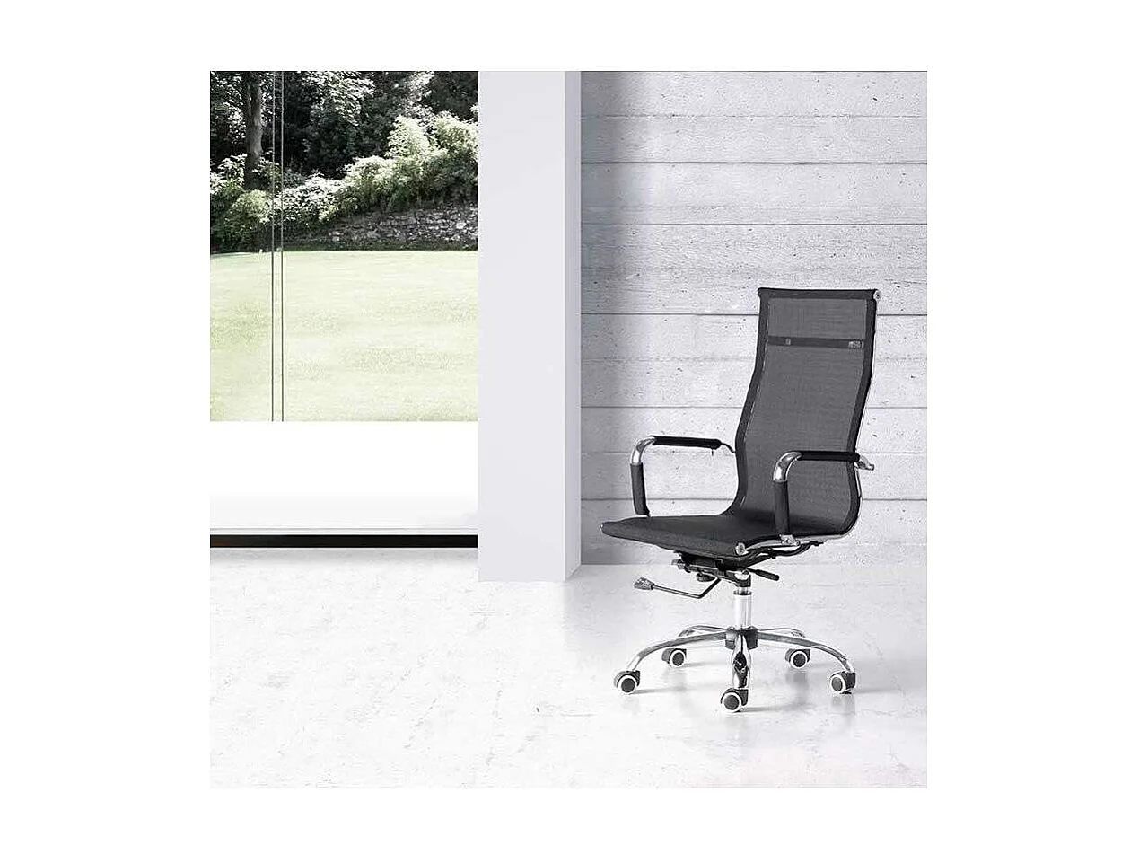 Silla despacho giratoria elevable acabado negro, 60 cm(ancho) 108-115 cm(altura) 66cm(fond