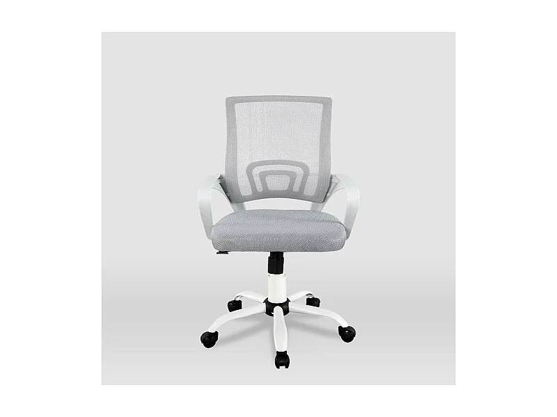 Silla de estudio juvenil Martina en gris y blanco. Alto: 88-98, Ancho: 57, Fondo: 53.5.