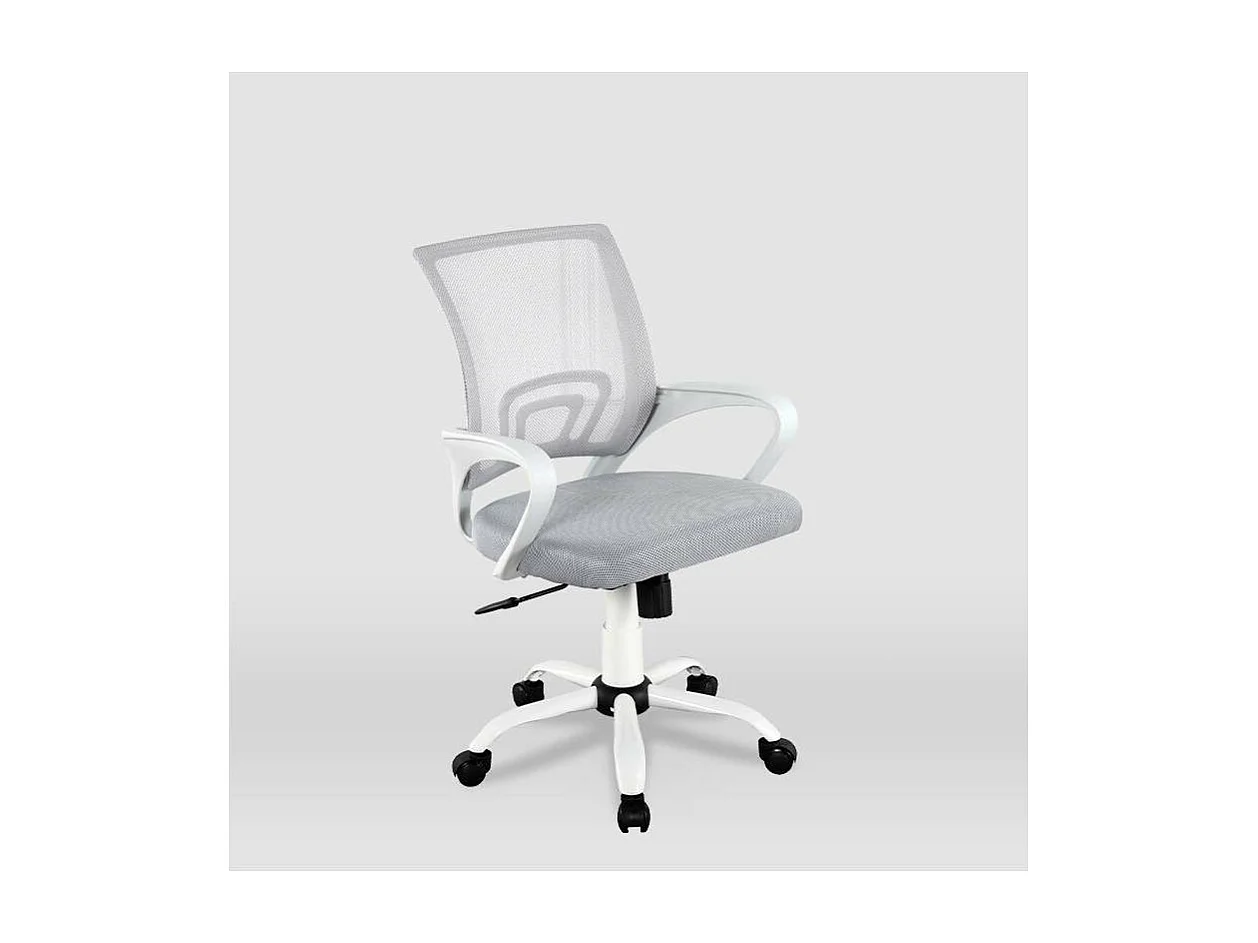 Silla de estudio juvenil Martina en gris y blanco. Alto: 88-98, Ancho: 57, Fondo: 53.5.