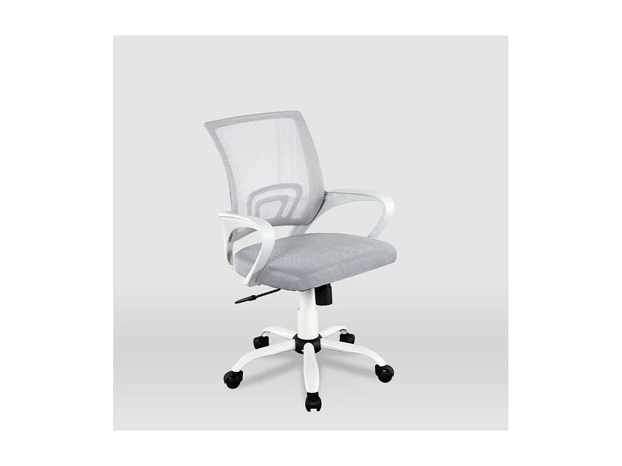 Silla de estudio juvenil Martina en gris y blanco. Alto: 88-98, Ancho: 57, Fondo: 53.5.