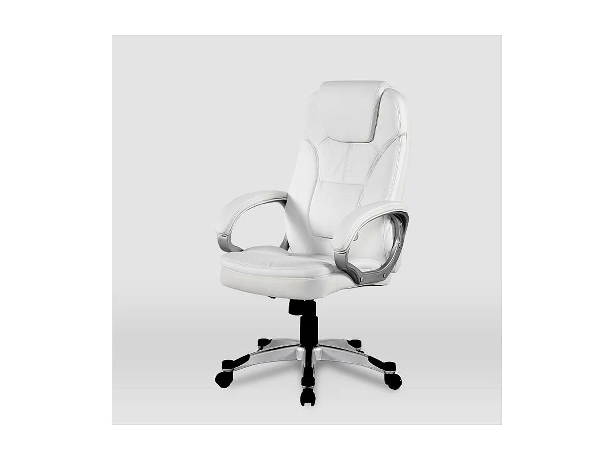 Silla de oficina Elisabeth en piel sintética blanca. Alto: 115.5/125.5cm Ancho: 64.5cm Fo