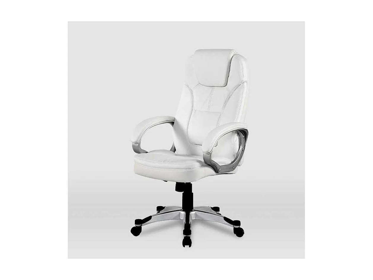 Silla de oficina Elisabeth en piel sintética blanca. Alto: 115.5/125.5cm Ancho: 64.5cm Fo