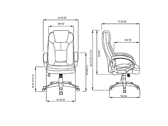 Silla de oficina Elisabeth en piel sintética blanca. Alto: 115.5/125.5cm Ancho: 64.5cm Fo