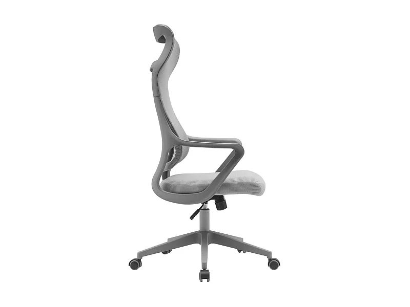 Silla despacho giratoria elevable con reposacabezas acabado gris, 67m(ancho) 117/127cm(alt