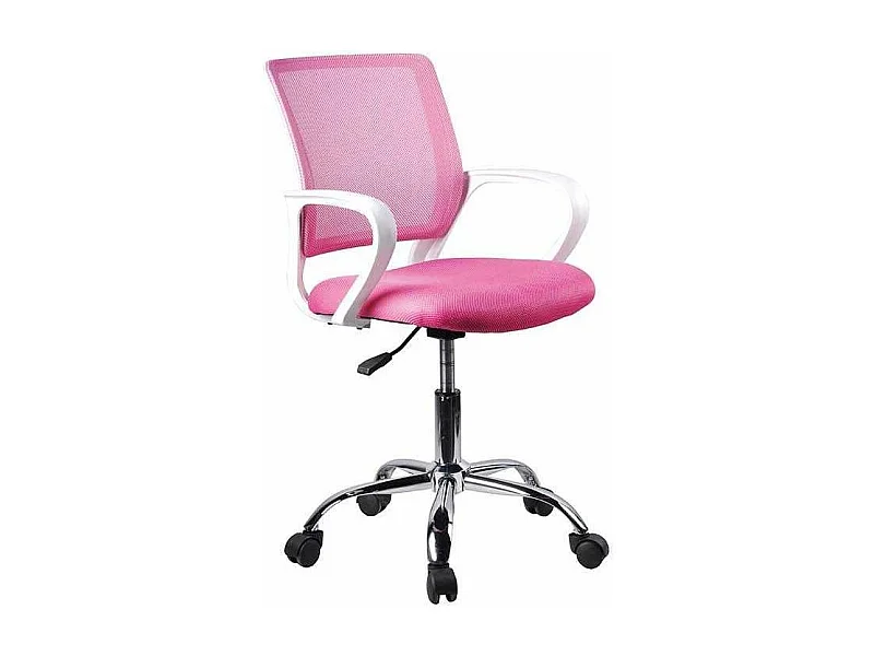Silla despacho de diseño moderno giratoria elevable acabado rosa, 53 cm(ancho) 79/91 cm(a