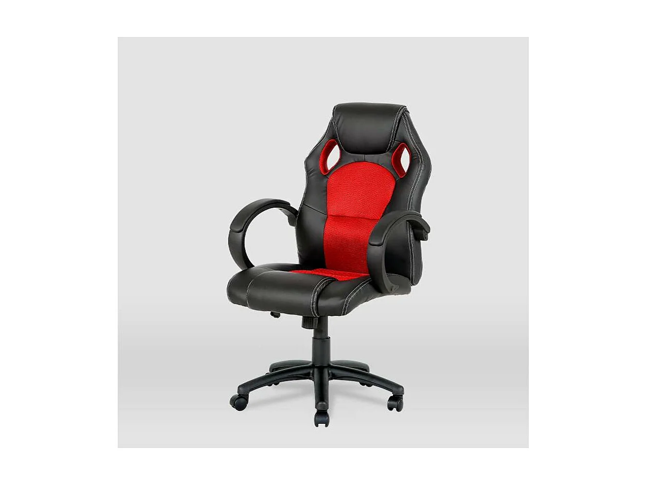 Silla gaming Olimpia tapizada en piel sintética negro/rojo, 118/127cm(alto) 64.5cm(ancho)