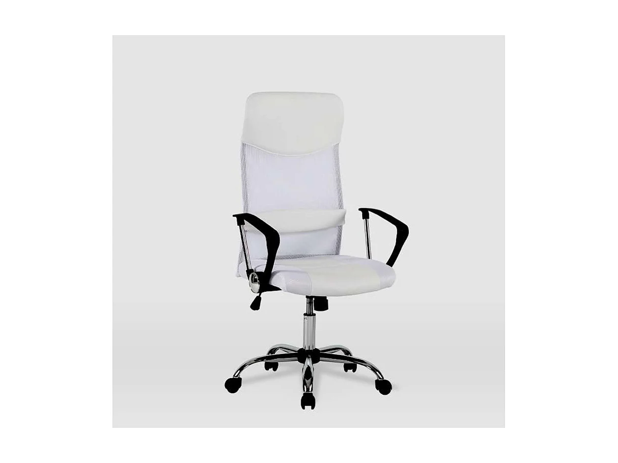 Silla de oficina Dafne acabado blanco. Alto: 112.5-122cm Ancho: 60cm Fondo: 49.5cm.