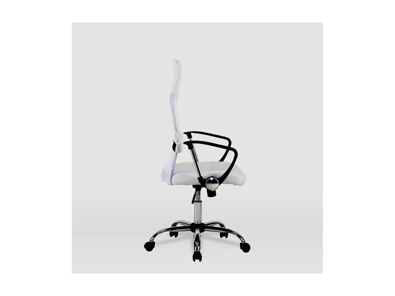 Silla de oficina Dafne acabado blanco. Alto: 112.5-122cm Ancho: 60cm Fondo: 49.5cm.