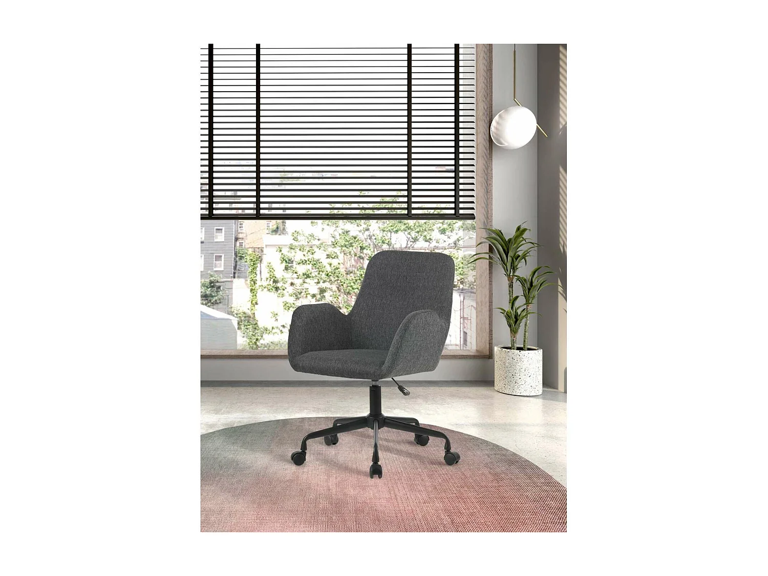 Silla despacho giratoria elevable acabado gris oscuro, 61m(ancho) 82/90cm(altura) 64cm(fon