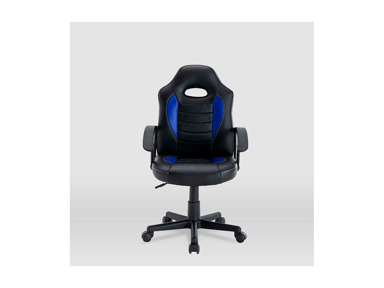 Silla gaming Zoe tapizada en piel sintética negro/azul, 92/102cm(alto) 56cm(ancho) 54cm(l