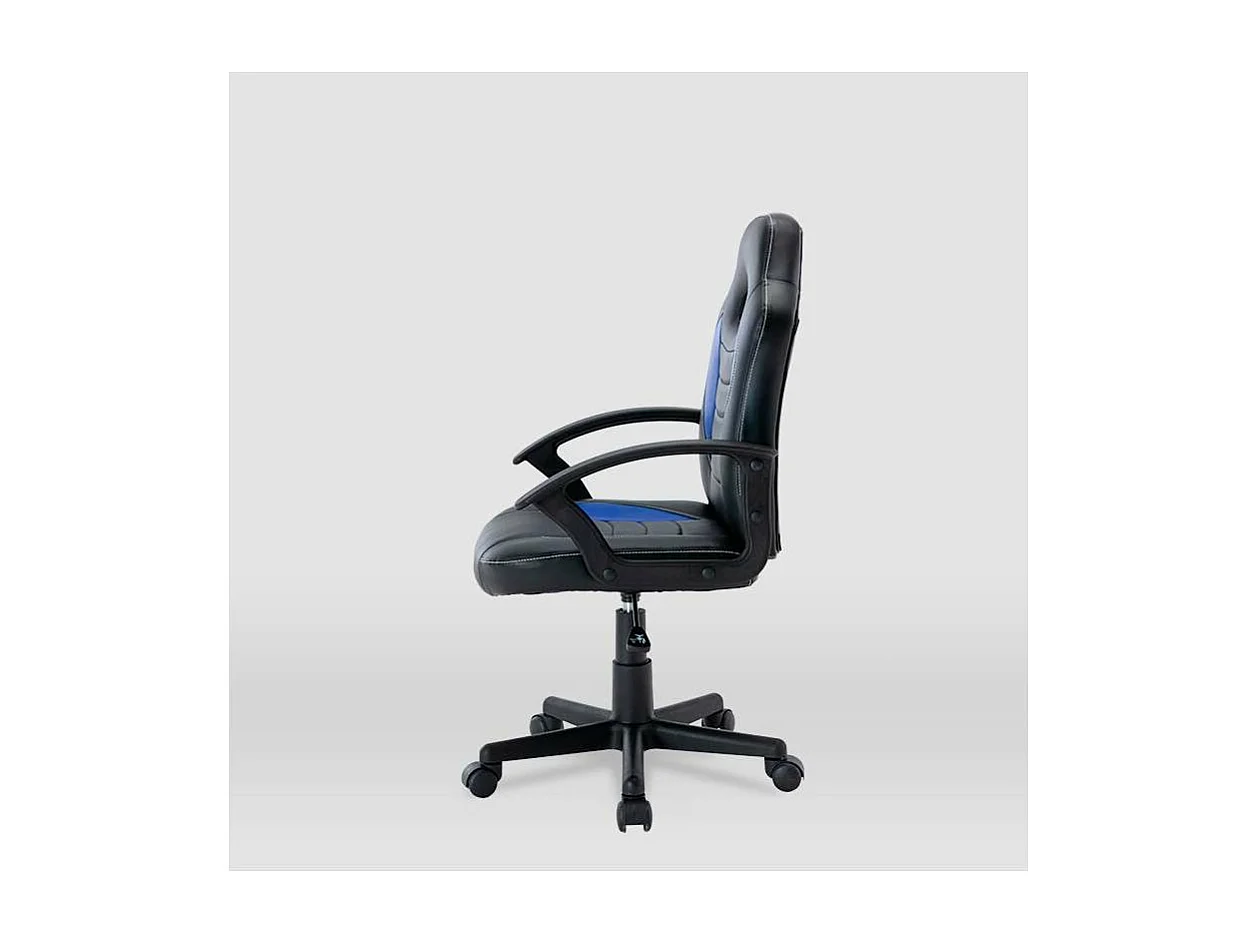 Silla gaming Zoe tapizada en piel sintética negro/azul, 92/102cm(alto) 56cm(ancho) 54cm(l