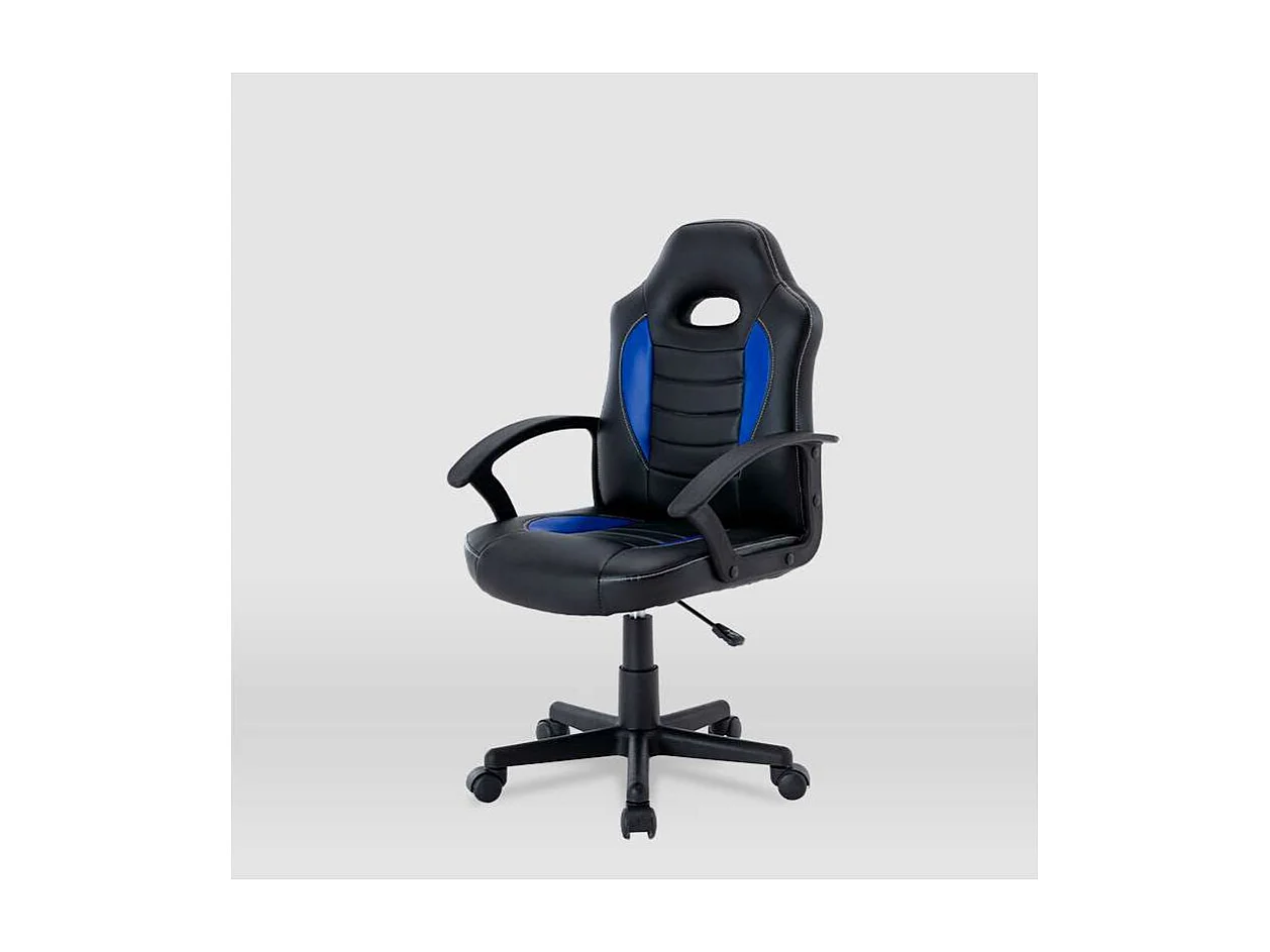 Silla gaming Zoe tapizada en piel sintética negro/azul, 92/102cm(alto) 56cm(ancho) 54cm(l