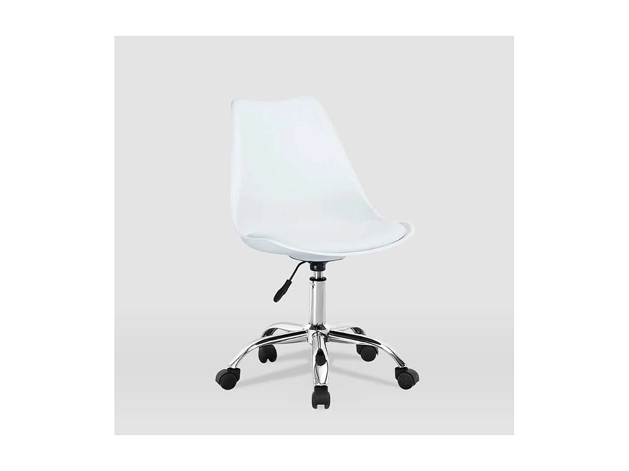 Silla de oficina Adriana acabado blanco. Alto: 85.5-100.5cm Ancho: 47.5cm Fondo: 54.5cm.