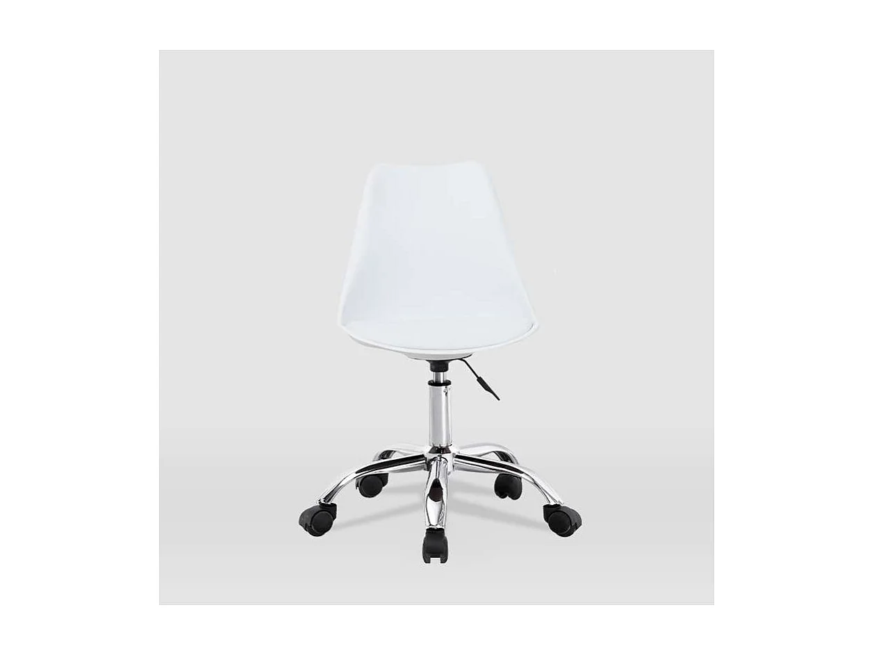 Silla de oficina Adriana acabado blanco. Alto: 85.5-100.5cm Ancho: 47.5cm Fondo: 54.5cm.