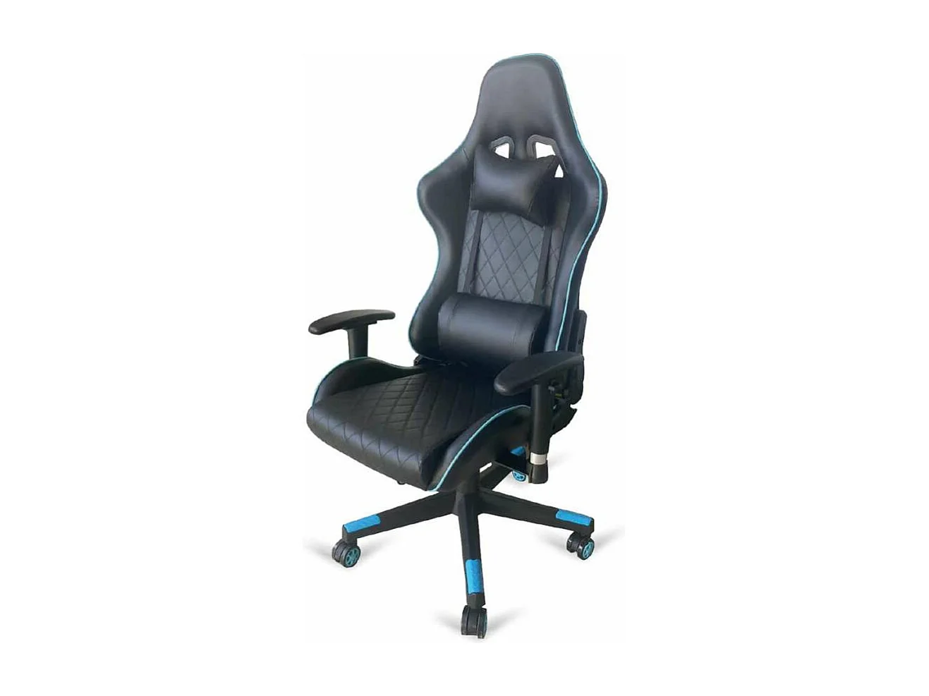 Silla de oficina gaming modelo Matrix altura regulable acabado negro/azul. 70cm(ancho ) 12