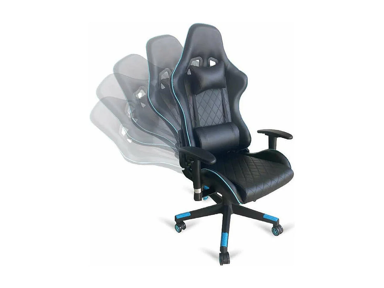 Silla de oficina gaming modelo Matrix altura regulable acabado negro/azul. 70cm(ancho ) 12