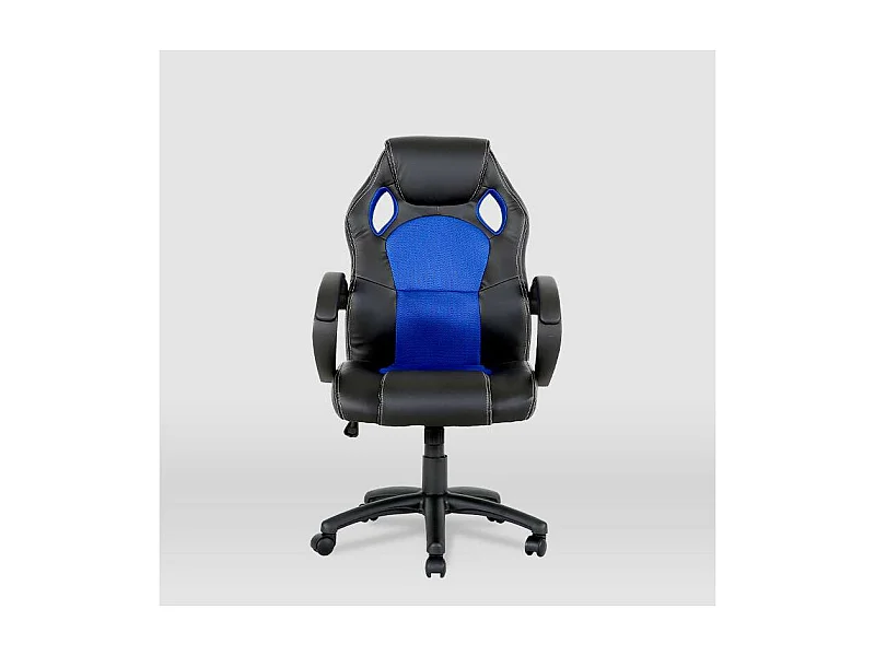 Silla gaming Olimpia tapizada en piel sintética negro/azul, 118/127cm(alto) 64.5cm(ancho)