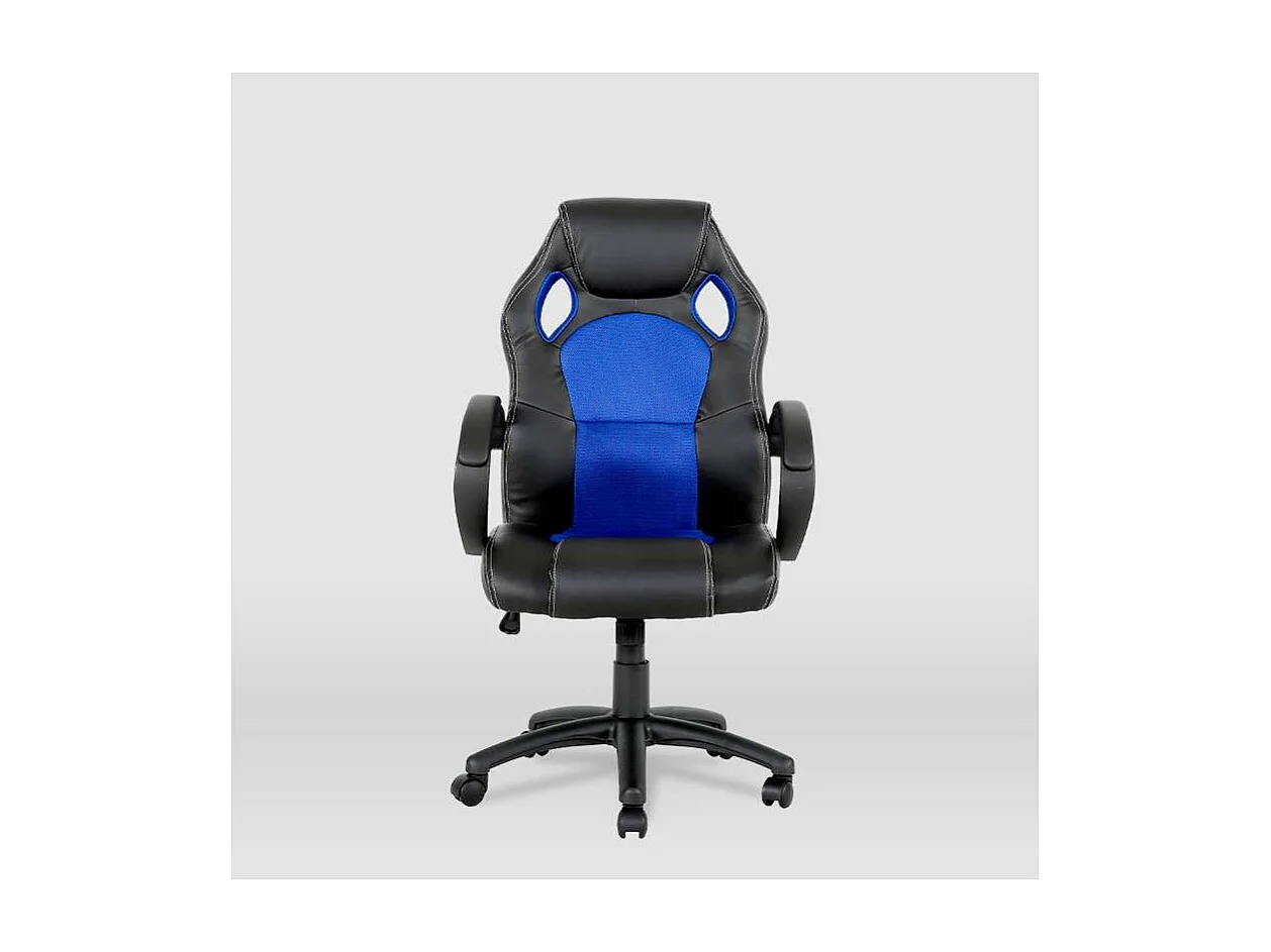 Silla gaming Olimpia tapizada en piel sintética negro/azul, 118/127cm(alto) 64.5cm(ancho)
