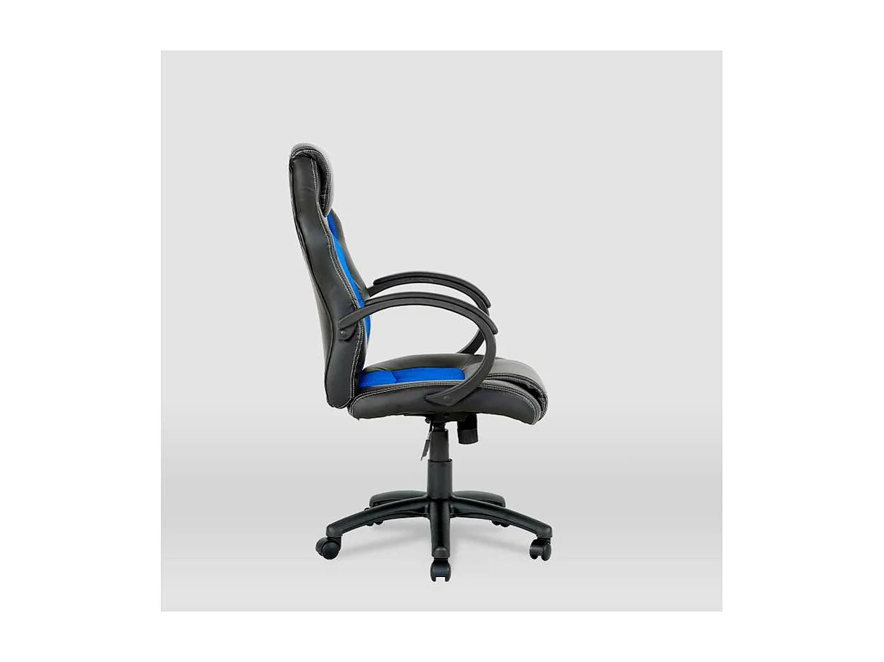 Silla gaming Olimpia tapizada en piel sintética negro/azul, 118/127cm(alto) 64.5cm(ancho)