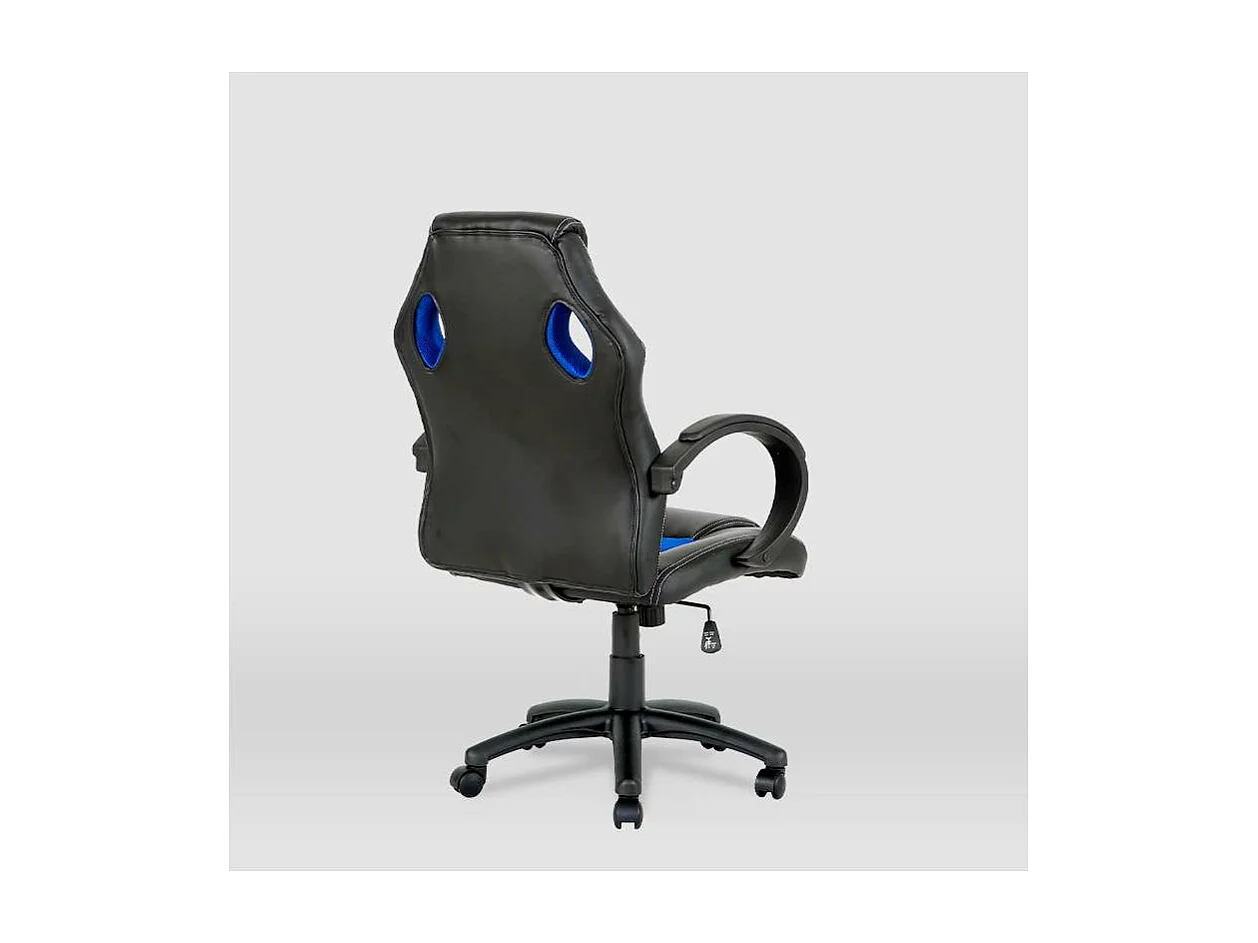 Silla gaming Olimpia tapizada en piel sintética negro/azul, 118/127cm(alto) 64.5cm(ancho)