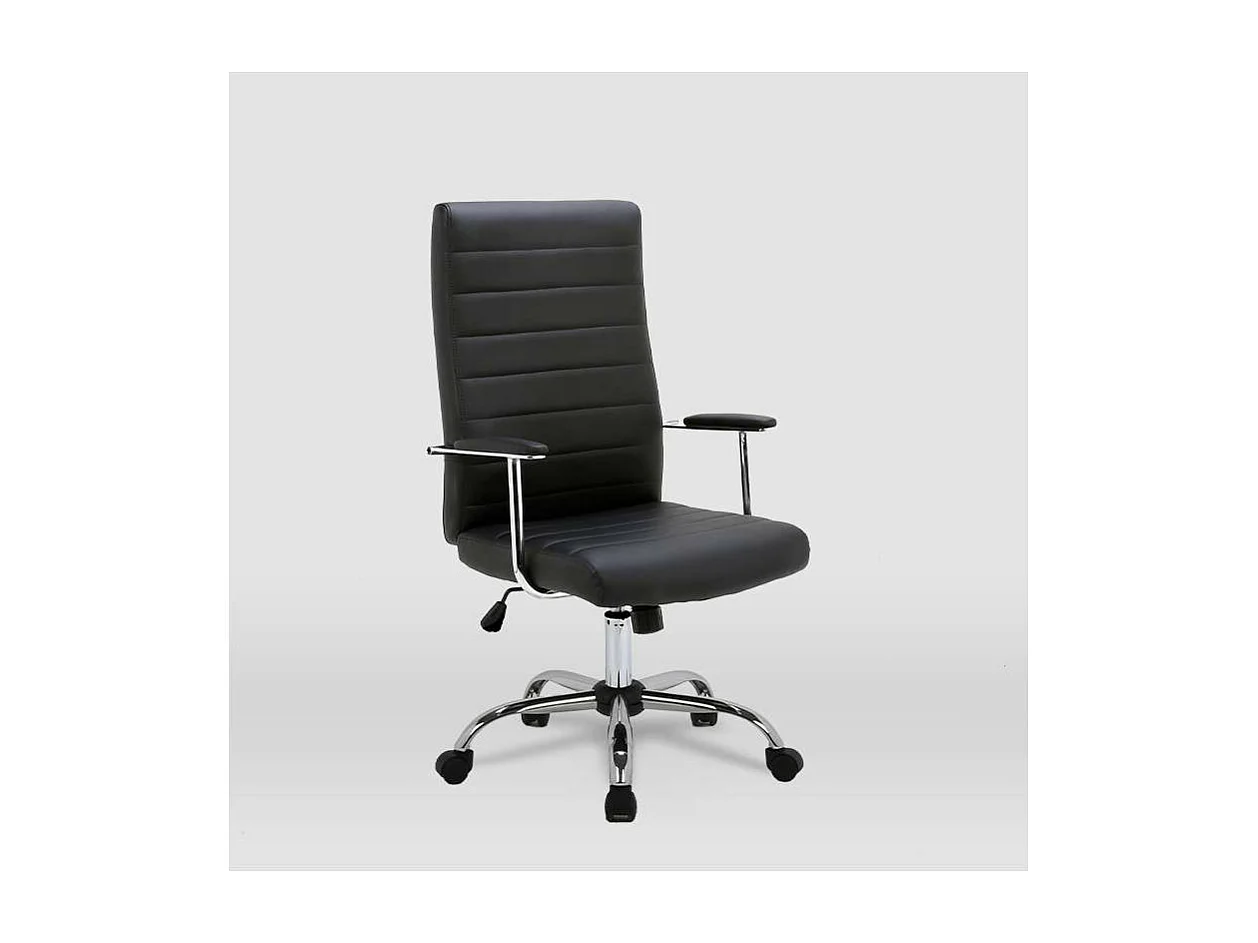 Silla de oficina Lara acabado negro. Alto: 107/117cm Ancho: 57.5cm Fondo: 60.5cm.