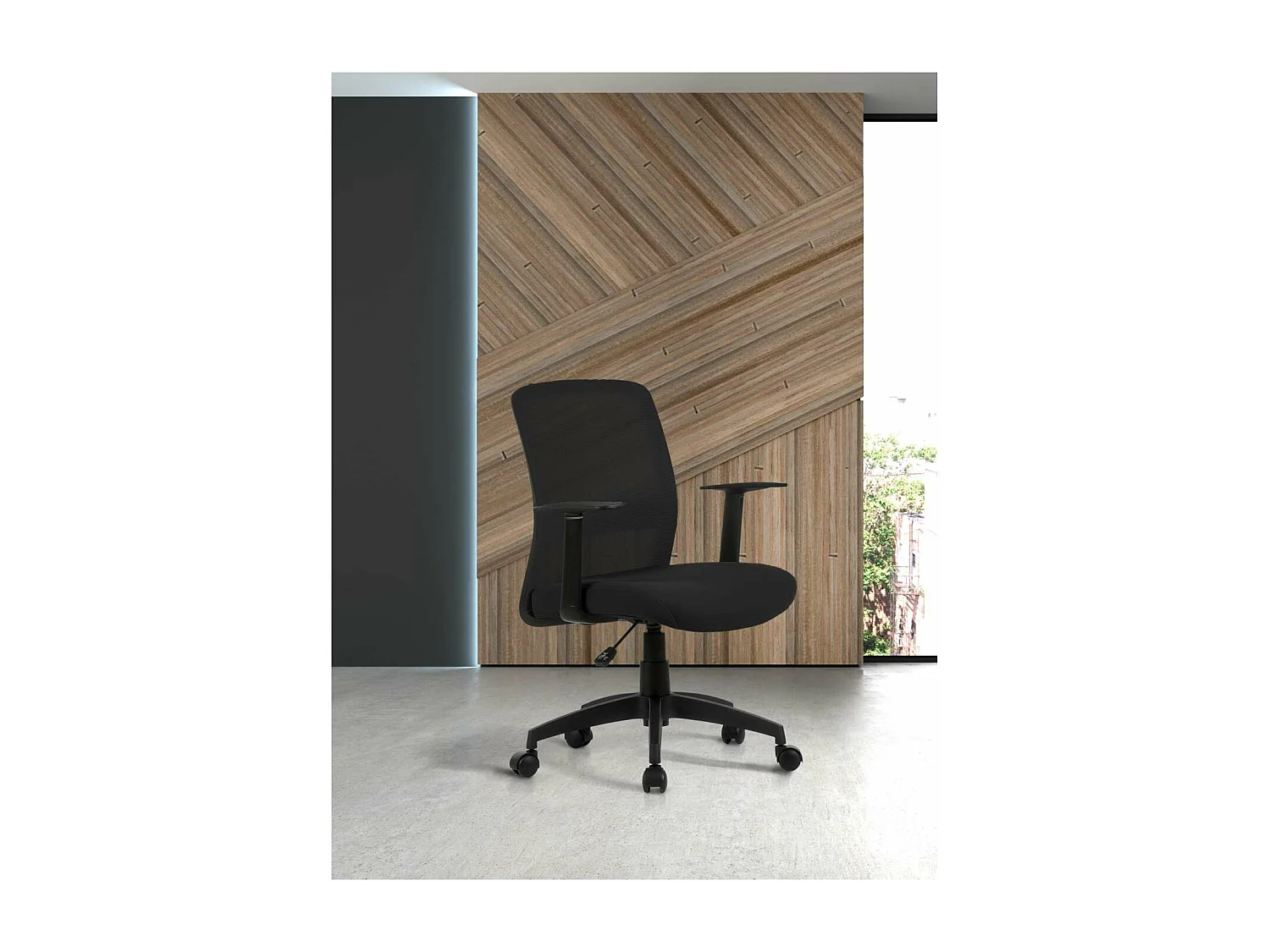 Silla despacho giratoria elevable acabado negro, 61m(ancho) 87/94cm(altura) 59cm(fondo)