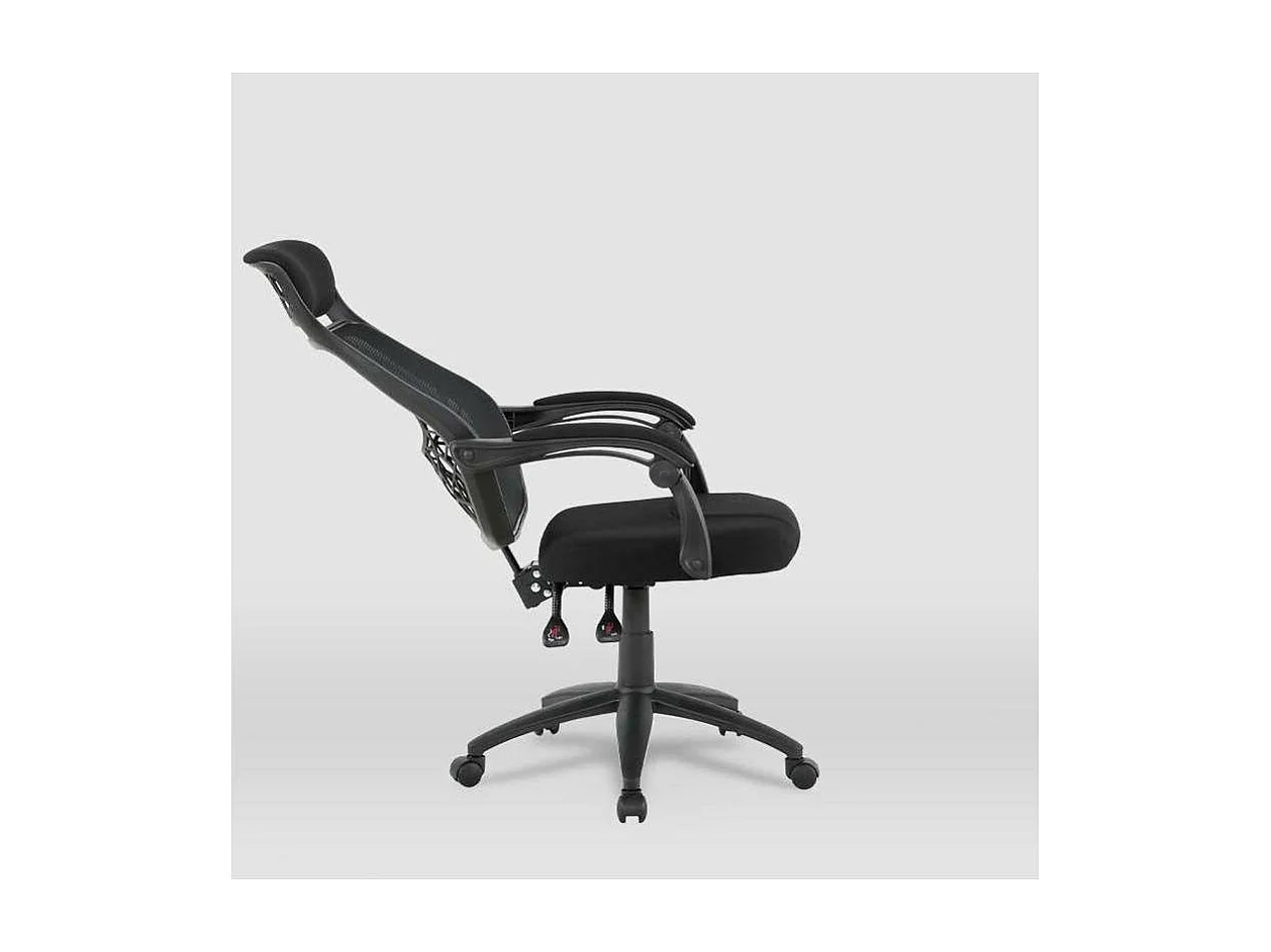 Silla de oficina Erika en negro. Alto: 114,5-122,5, Ancho: 62, Fondo: 58.