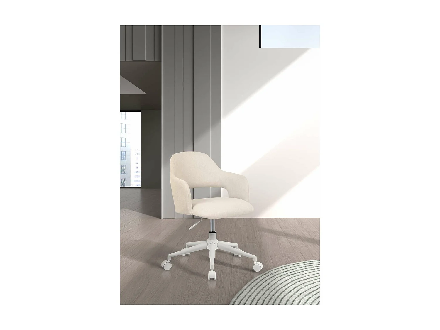Silla despacho giratoria elevable acabado beige claro, 58m(ancho) 71/81cm(altura) 58cm(fon