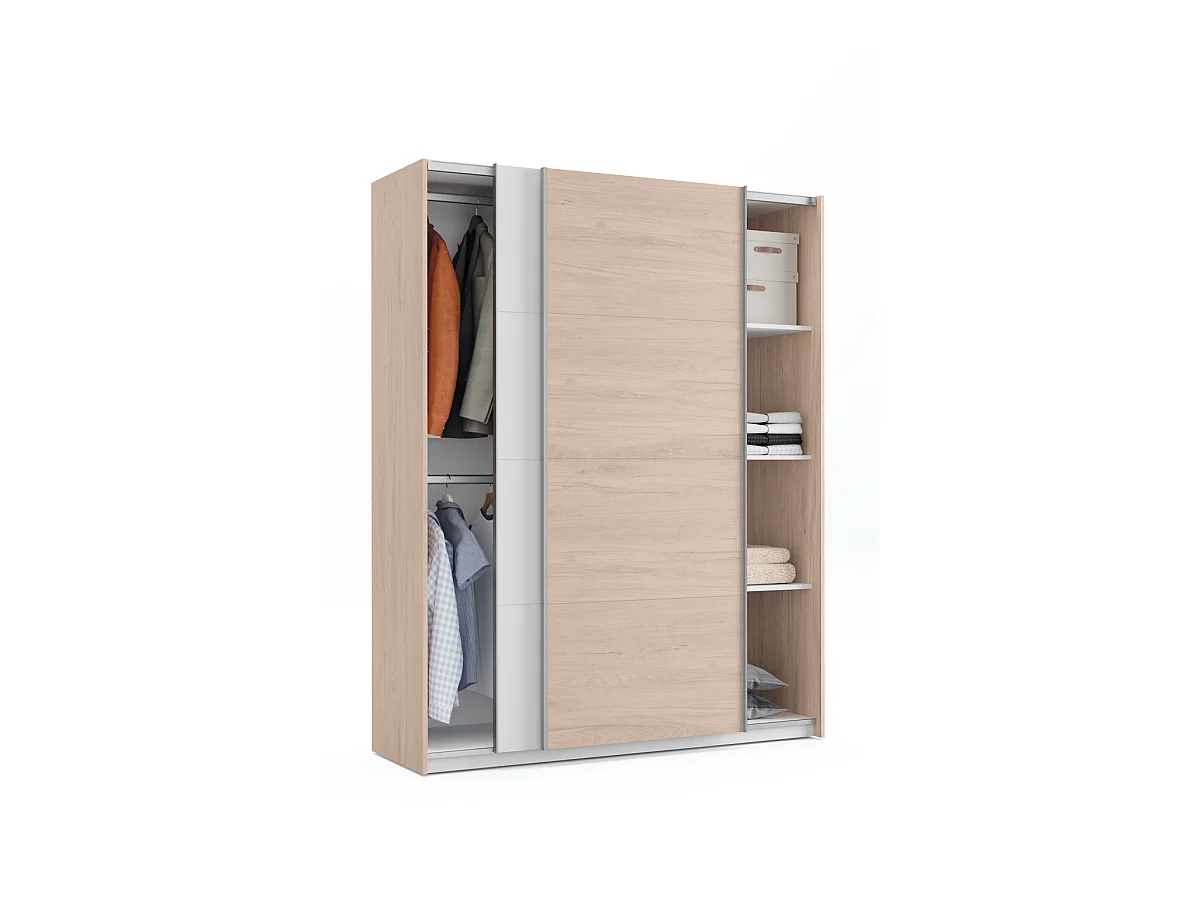Armario ropero 2 puertas correderas Onix acabado roble aurora/blanco, 200 cm(alto)150 cm(a