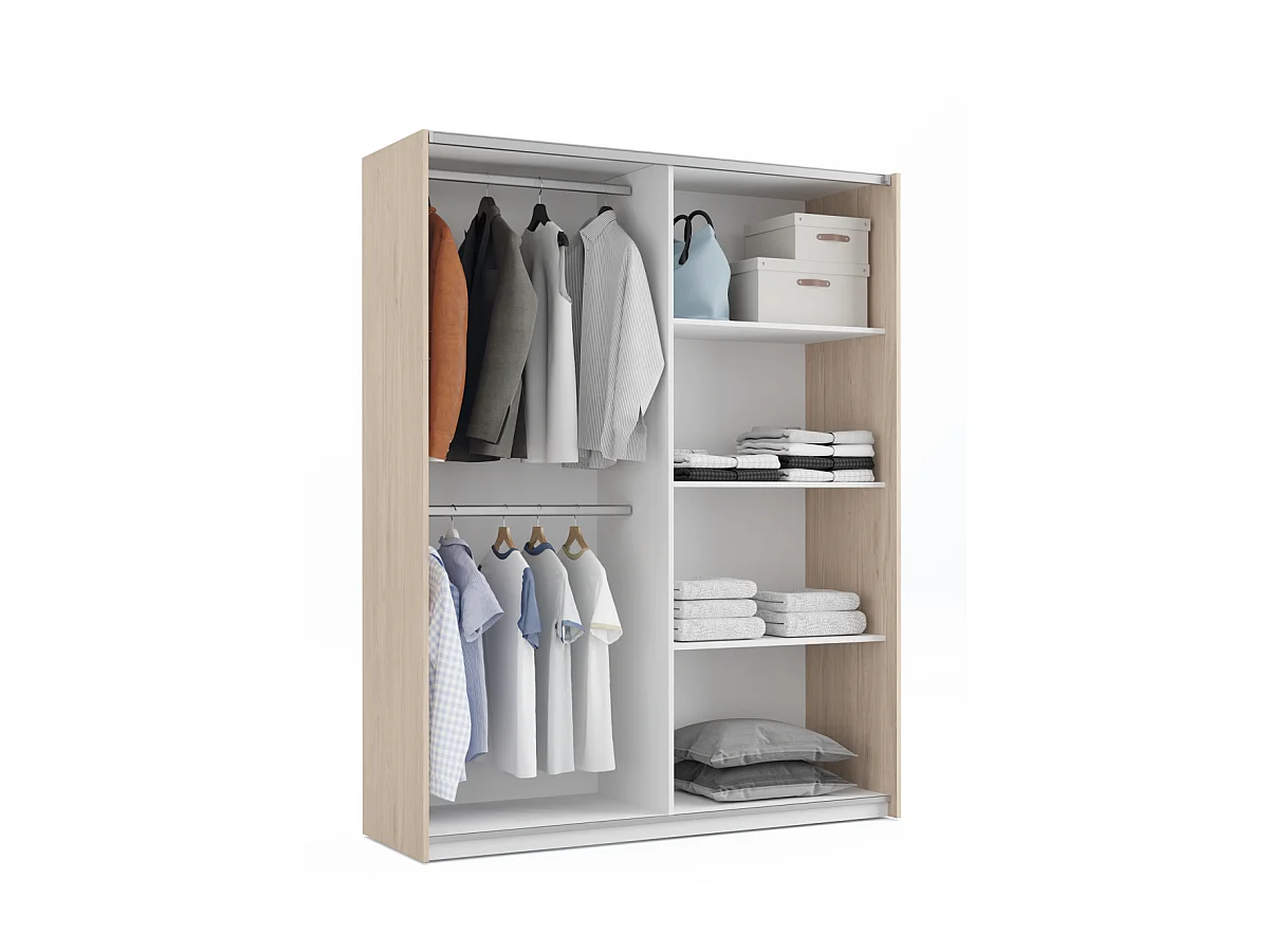 Armario ropero 2 puertas correderas Onix acabado roble aurora/blanco, 200 cm(alto)150 cm(a