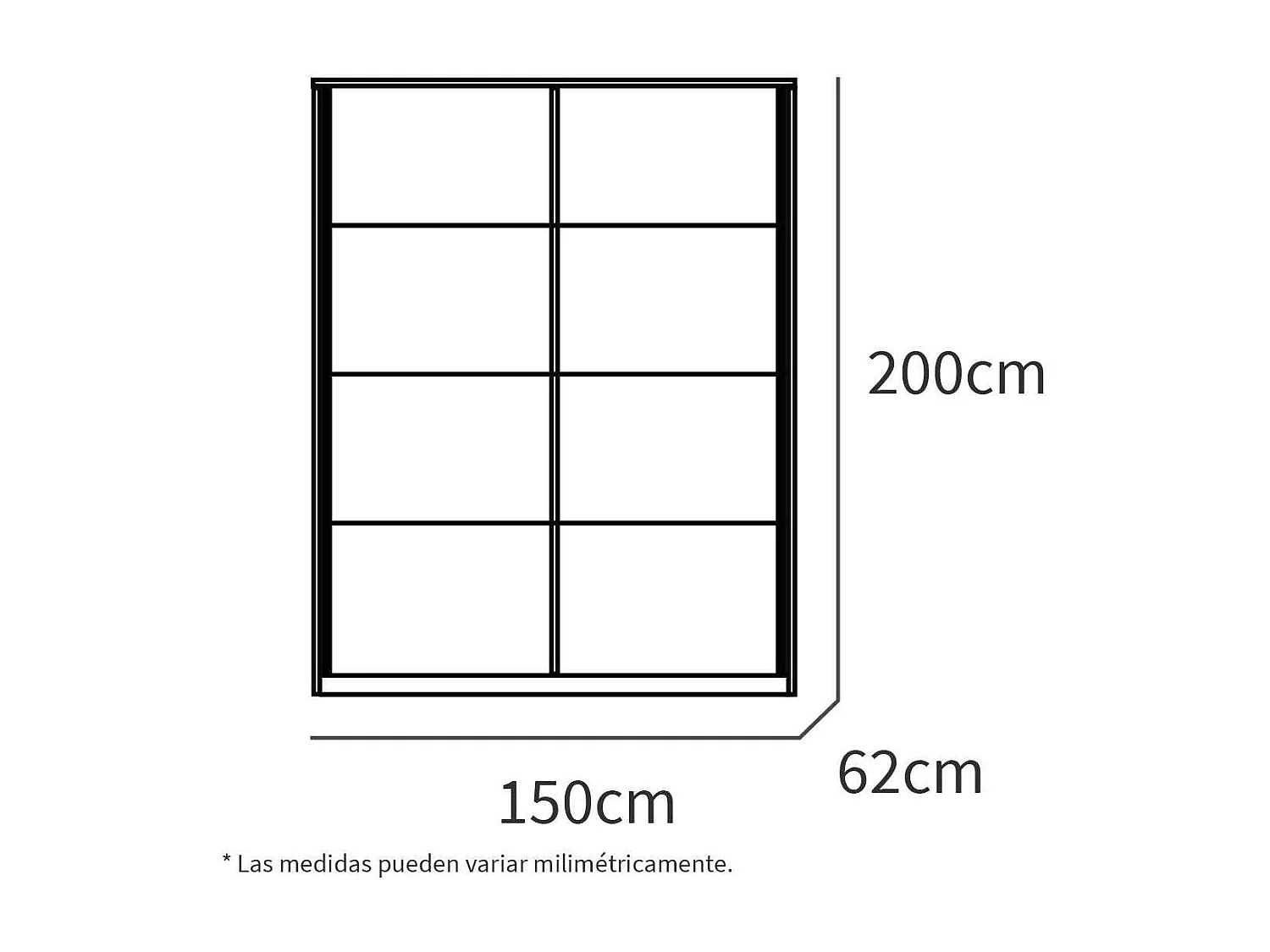 Armario ropero 2 puertas correderas Onix acabado roble aurora/blanco, 200 cm(alto)150 cm(a