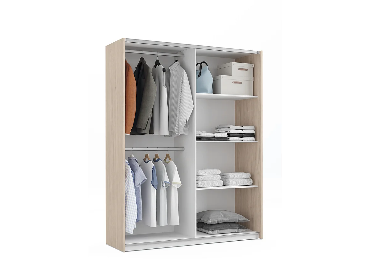 Armario ropero 2 puertas correderas Onix acabado roble aurora/blanco, 200 cm(alto)150 cm(a