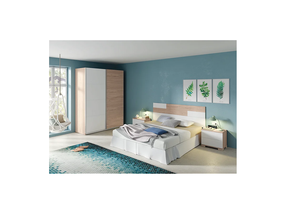 Armario ropero 2 puertas correderas Onix acabado roble aurora/blanco, 200 cm(alto)150 cm(a