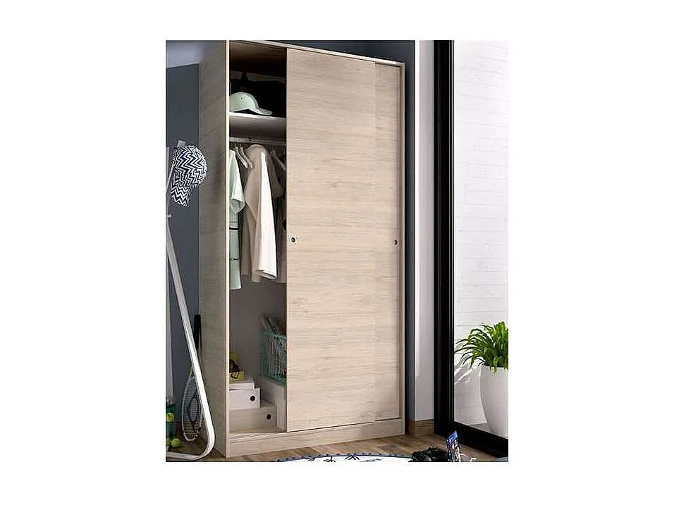 Armario puertas correderas Lupión en roble natural. Ancho 100 x fondo 50 x alto 204 cm.