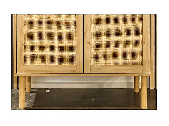 Armario 2 puertas abatibles Decor acabado pino/rattan, 110cm(alto) 80cm(ancho) 40cm(fondo)