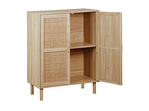 Armario 2 puertas abatibles Decor acabado pino/rattan, 110cm(alto) 80cm(ancho) 40cm(fondo)